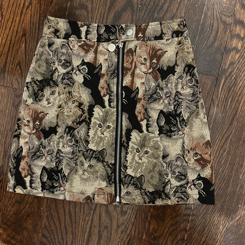 cat print pencil skirt